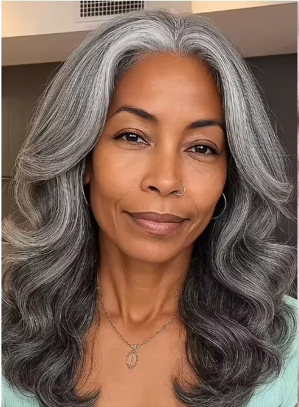 Salt and Pepper Body Wave Clip In Hair Extensions | Human Hair