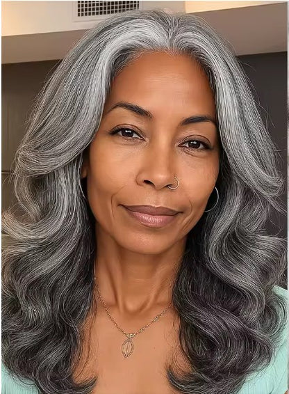 Salt and Pepper Body Wave Clip In Hair Extensions | Human Hair
