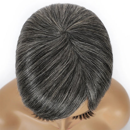 Ombre Grey Short Pixie Cut Human Hair Wig with Bangs