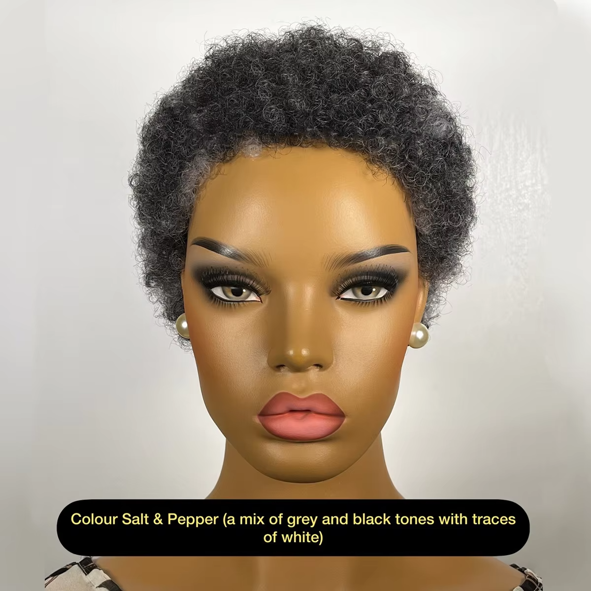 4" Short Grey Afro Wig – Glueless Kinky Curly Synthetic Wig