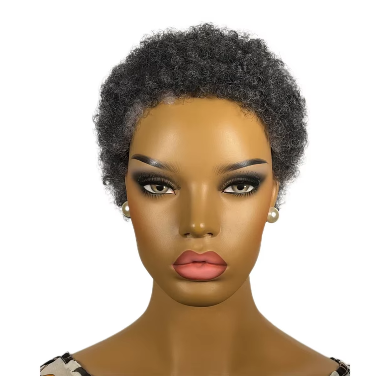 4" Short Grey Afro Wig – Glueless Kinky Curly Synthetic Wig