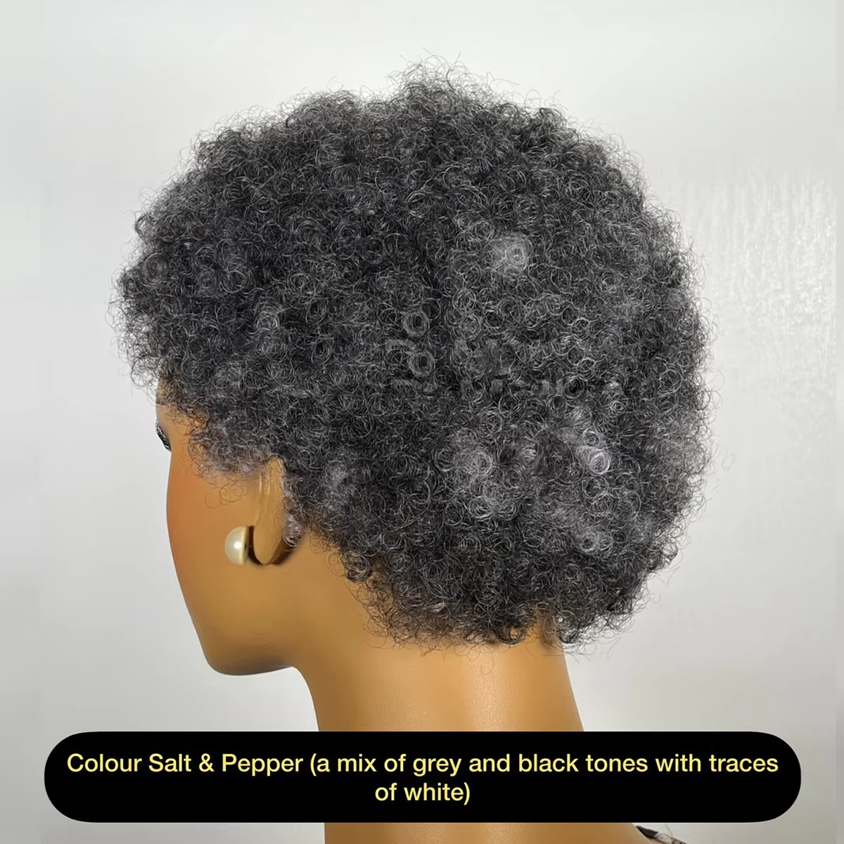 4" Short Grey Afro Wig – Glueless Kinky Curly Synthetic Wig
