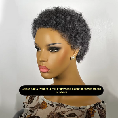 4" Short Grey Afro Wig – Glueless Kinky Curly Synthetic Wig