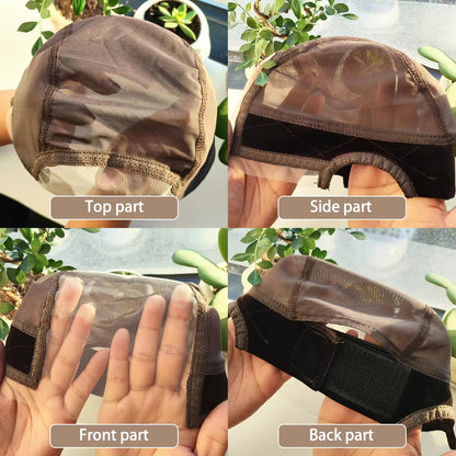 Wig Cap with Grip Band & Transparent Lace | Non-Slip Full Cap (60 characters)