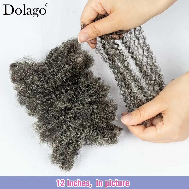 Salt and Pepper 4C Afro Kinky Curly Bulk Hair for Braiding