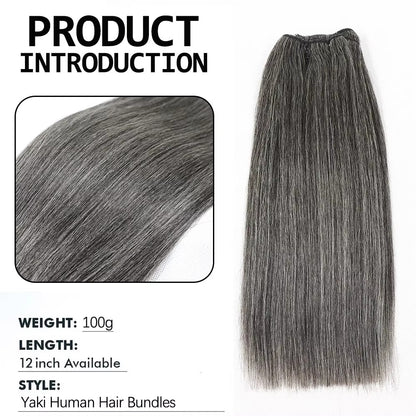 Salt and Pepper Yaki Straight Hair Bundles | Human Hair Weft