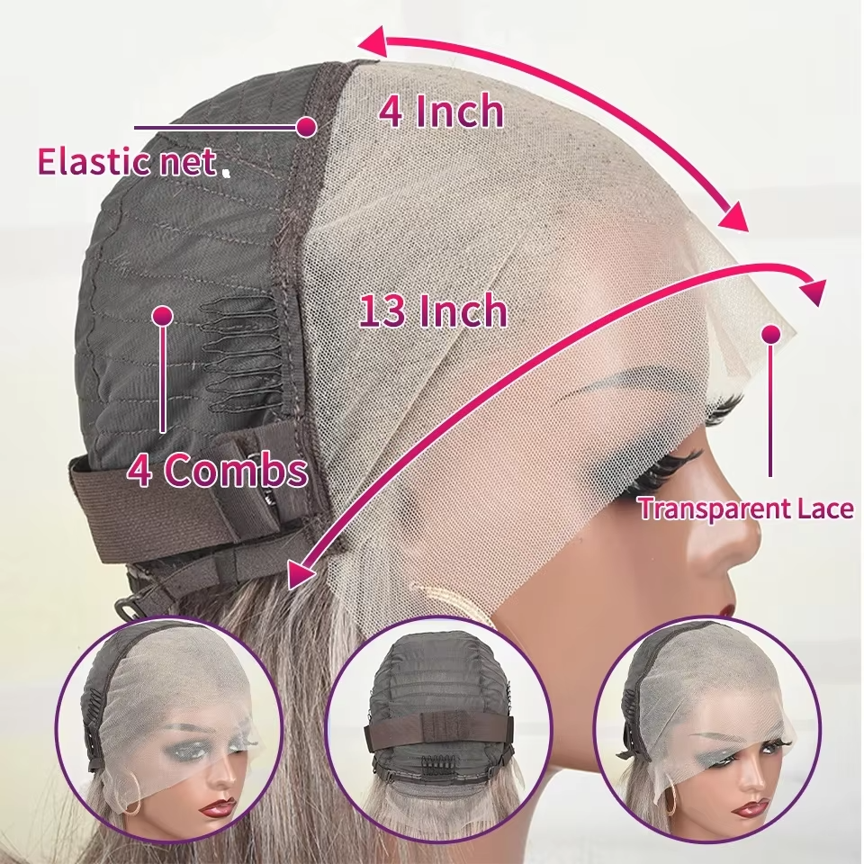 Ash Blonde Bob Wig Human Hair with Brown Roots | 13x4 Transparent Lace Frontal Pre-Plucked Wig
