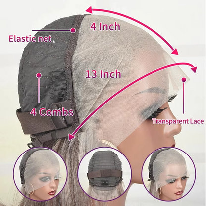 Ash Blonde Bob Wig Human Hair with Brown Roots | 13x4 Transparent Lace Frontal Pre-Plucked Wig