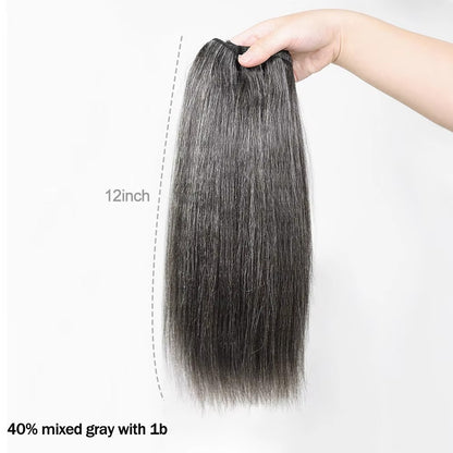 Salt and Pepper Yaki Straight Hair Bundles | Human Hair Weft