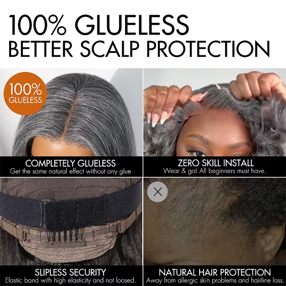 Layered Wave Salt & Pepper Human Hair Wig | 5x5 Pre-Cut Glueless Lace