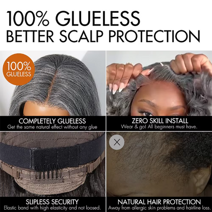 Layered Wave Salt & Pepper Human Hair Wig | 5x5 Pre-Cut Glueless Lace