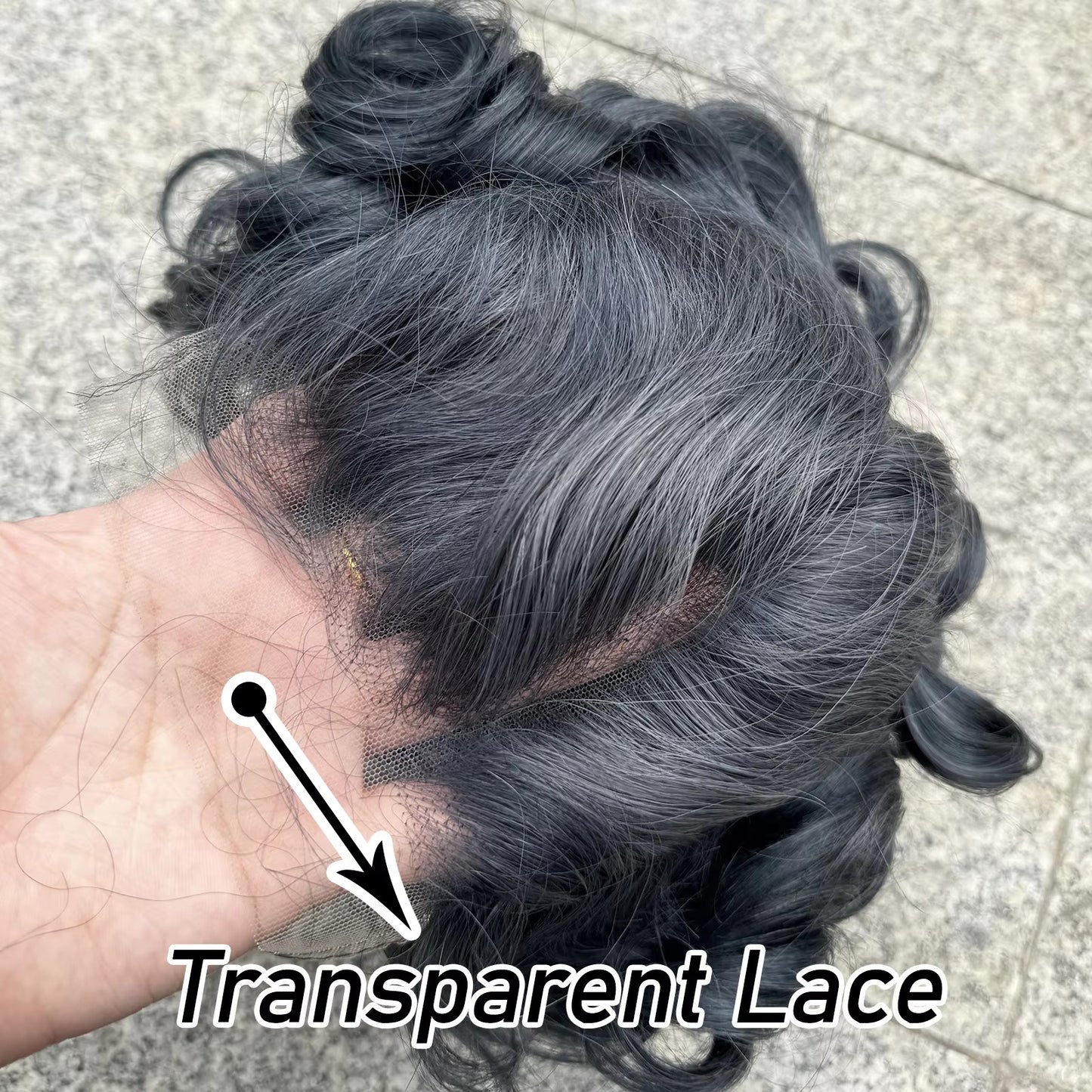 Grey Loose Bouncy Bob Human Hair Wig | 5x5 Transparent Lace Closure