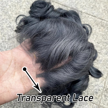 Grey Loose Bouncy Bob Human Hair Wig | 5x5 Transparent Lace Closure