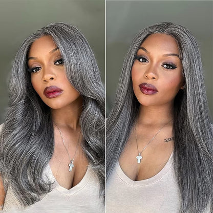 Salt & Pepper Straight Human Hair Wig | 5x5 Glueless Pre-Cut Lace