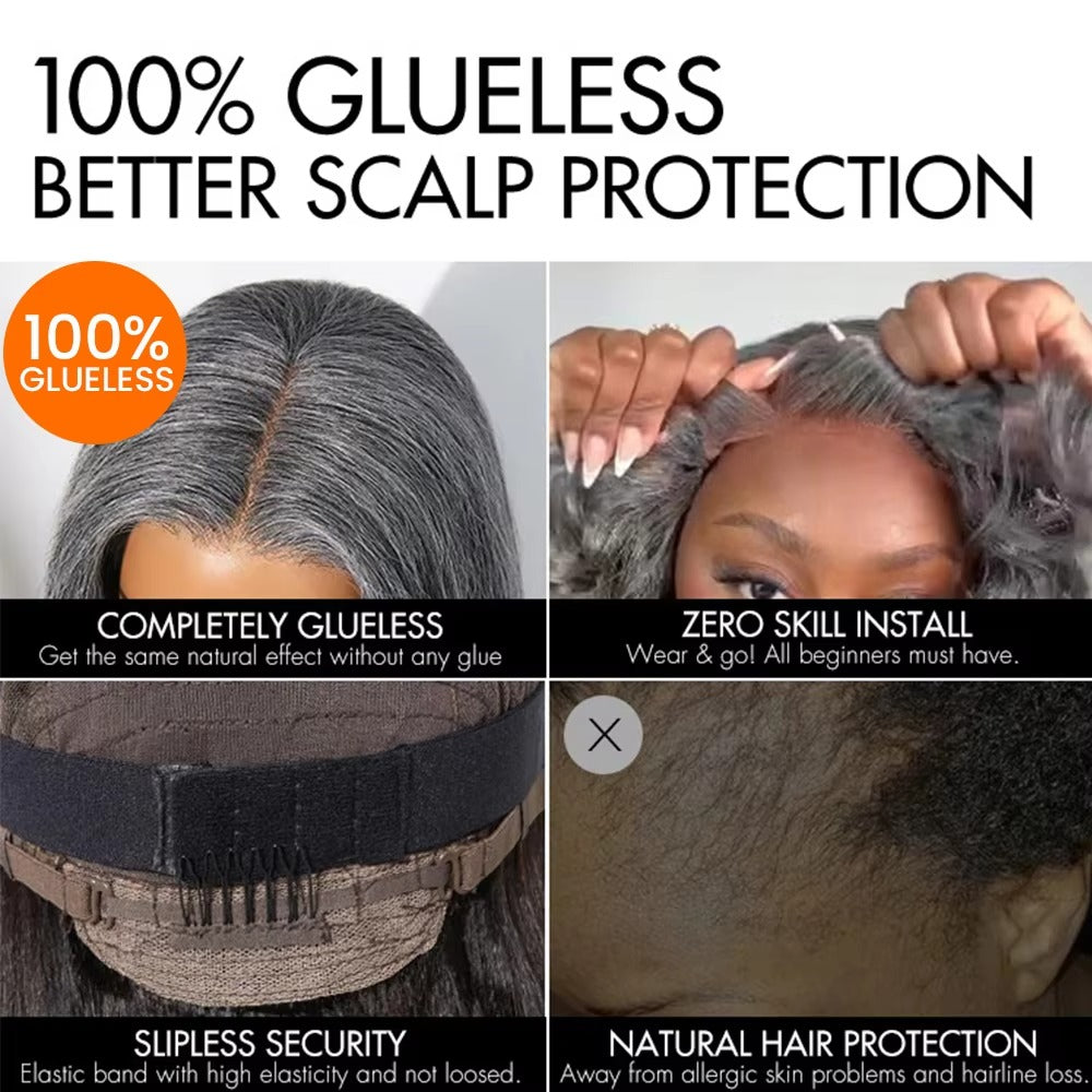 Salt & Pepper Straight Human Hair Wig | 5x5 Glueless Pre-Cut Lace
