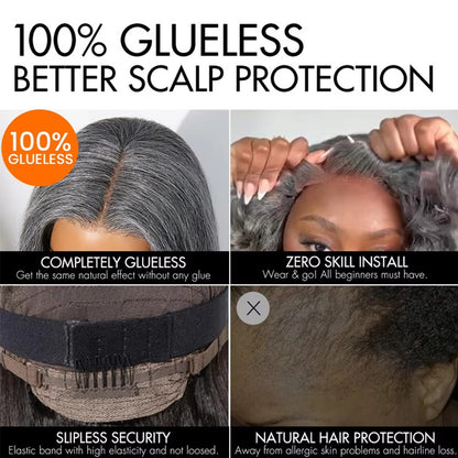 Salt & Pepper Straight Human Hair Wig | 5x5 Glueless Pre-Cut Lace