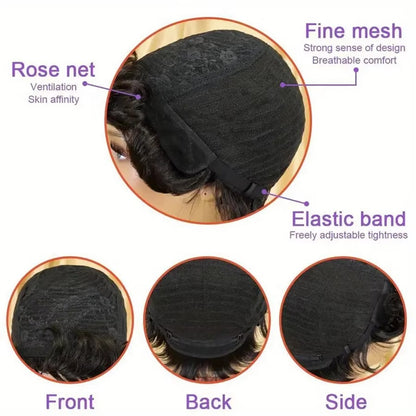 Salt and Pepper Short Curly Human Hair Wig – Afro Kinky Pixie Cut