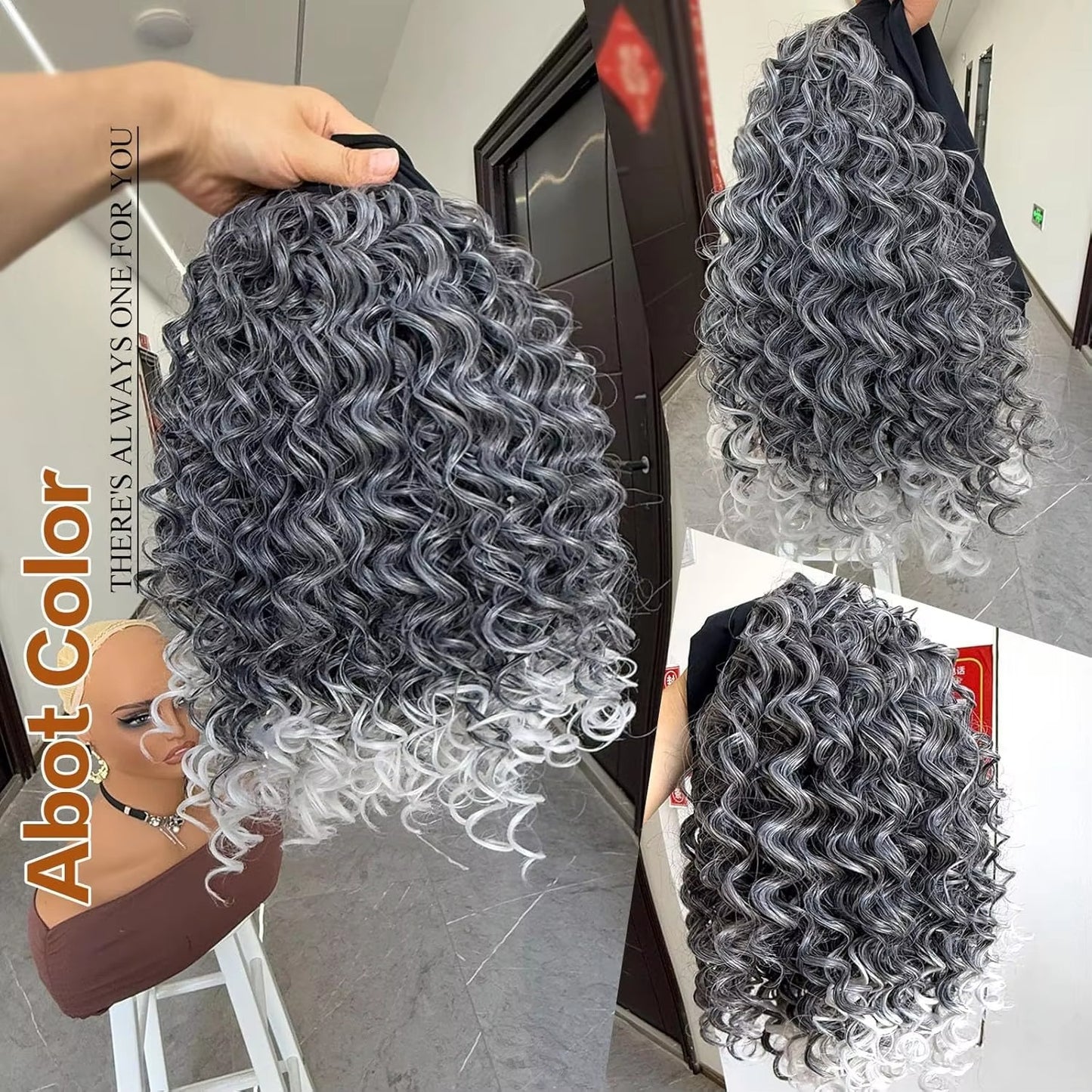 Grey Afro Kinky Curly Headband Wig for Women – Glueless Synthetic Deep Wave Wig