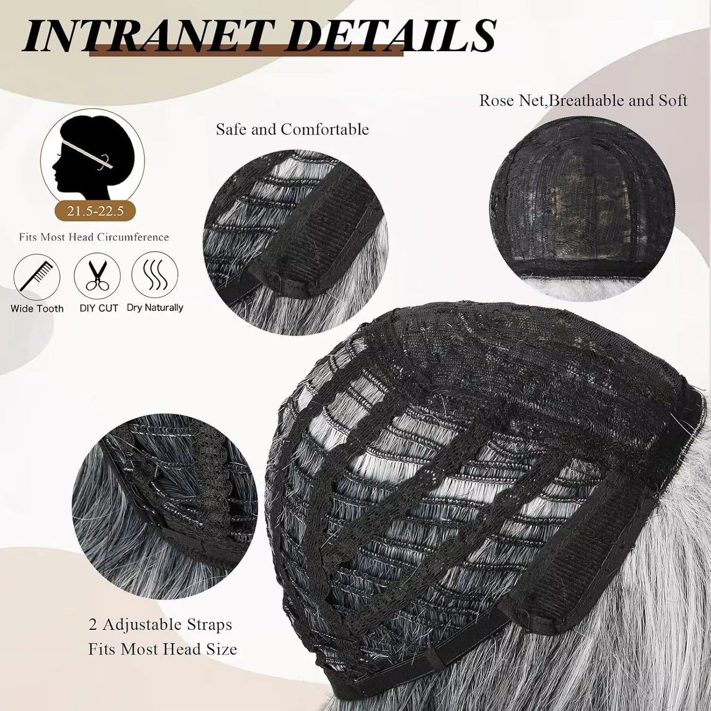 Bright Silver Gray Layered Bob Synthetic Wig with Curtain Bangs