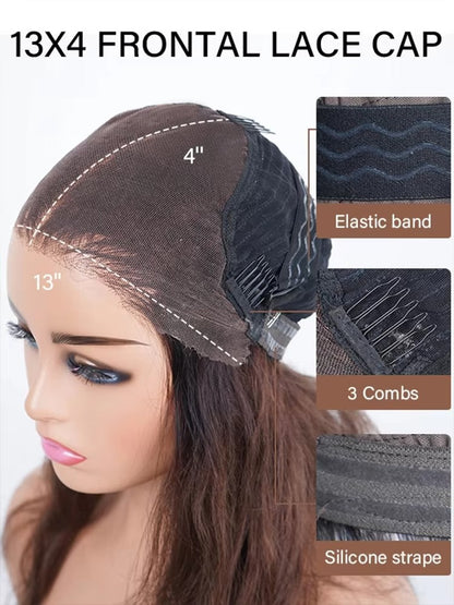 13x4 Transparent Lace Frontal: Provides an expansive, ear-to-ear parting space so you can style deep middle or side parts seamlessly.