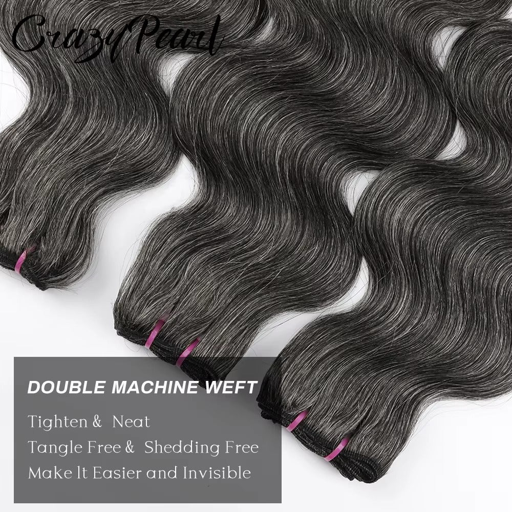 P1B Grey Body Wave Hair Bundles | Salt and Pepper Human Hair
