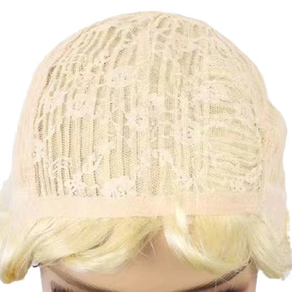 613 Blonde Short Pixie Cut Human Hair Wig with Bangs
