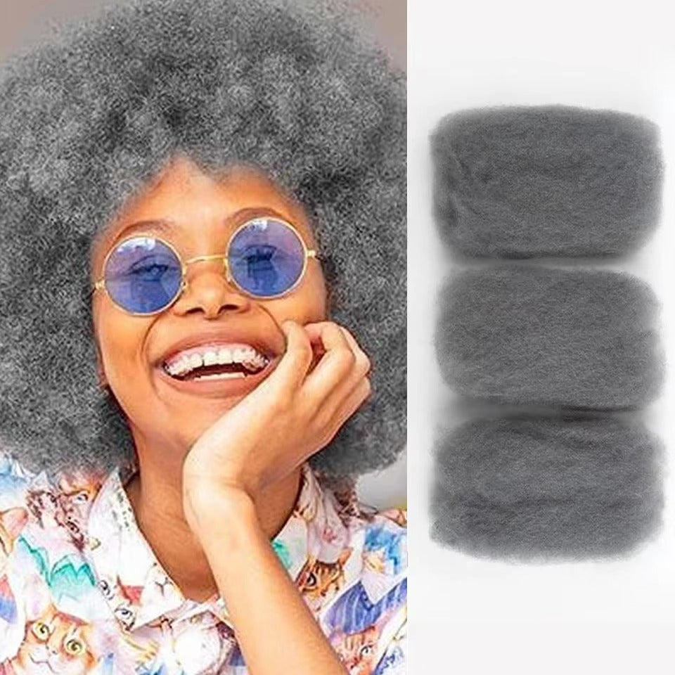 Salt and Pepper Afro Kinky Bulk Hair for Dreadlocks | Remy