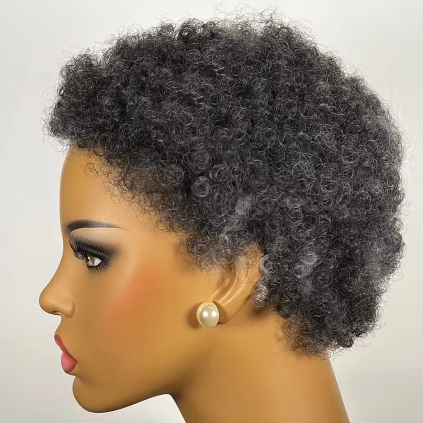 4" Short Grey Afro Wig – Glueless Kinky Curly Synthetic Wig
