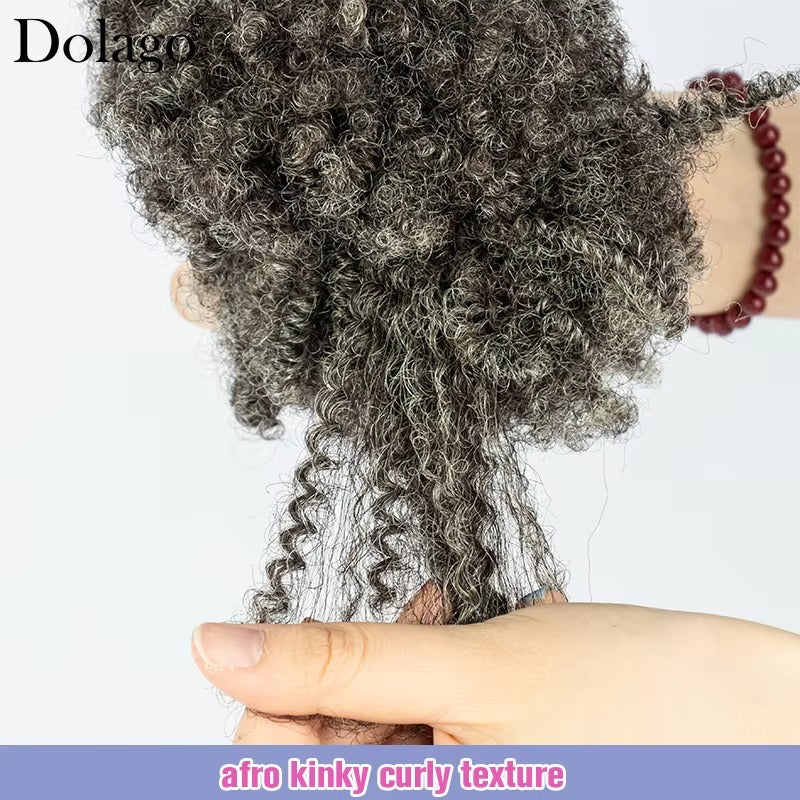 Salt and Pepper 4C Afro Kinky Curly Bulk Hair for Braiding