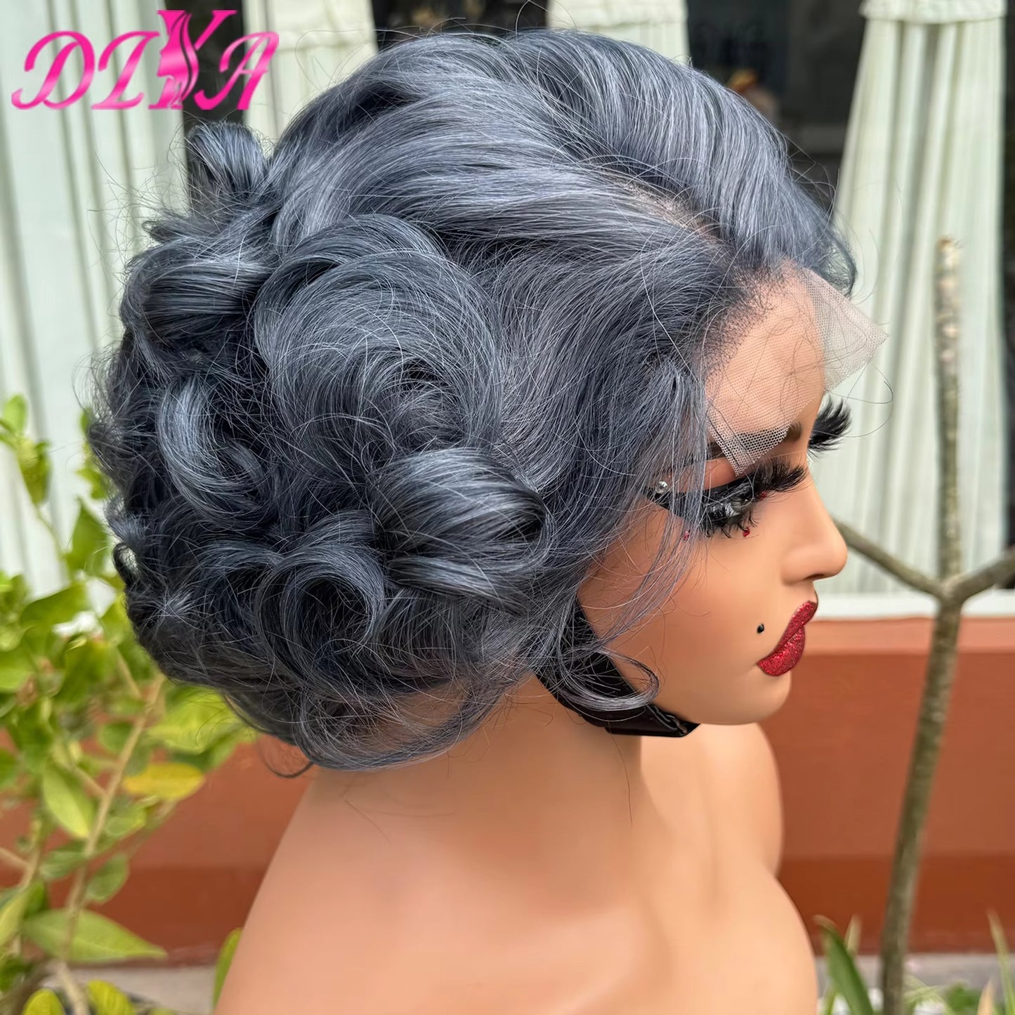 Grey Loose Bouncy Bob Human Hair Wig | 5x5 Transparent Lace Closure