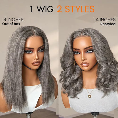 Salt & Pepper Straight Human Hair Wig | 5x5 Glueless Pre-Cut Lace
