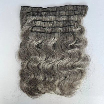 Salt and Pepper Body Wave Clip In Hair Extensions | Human Hair