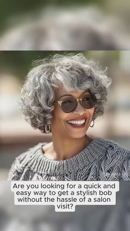 Salt & Pepper Loose Curly Bob Wig | 5x5 Glueless Lace Closure
